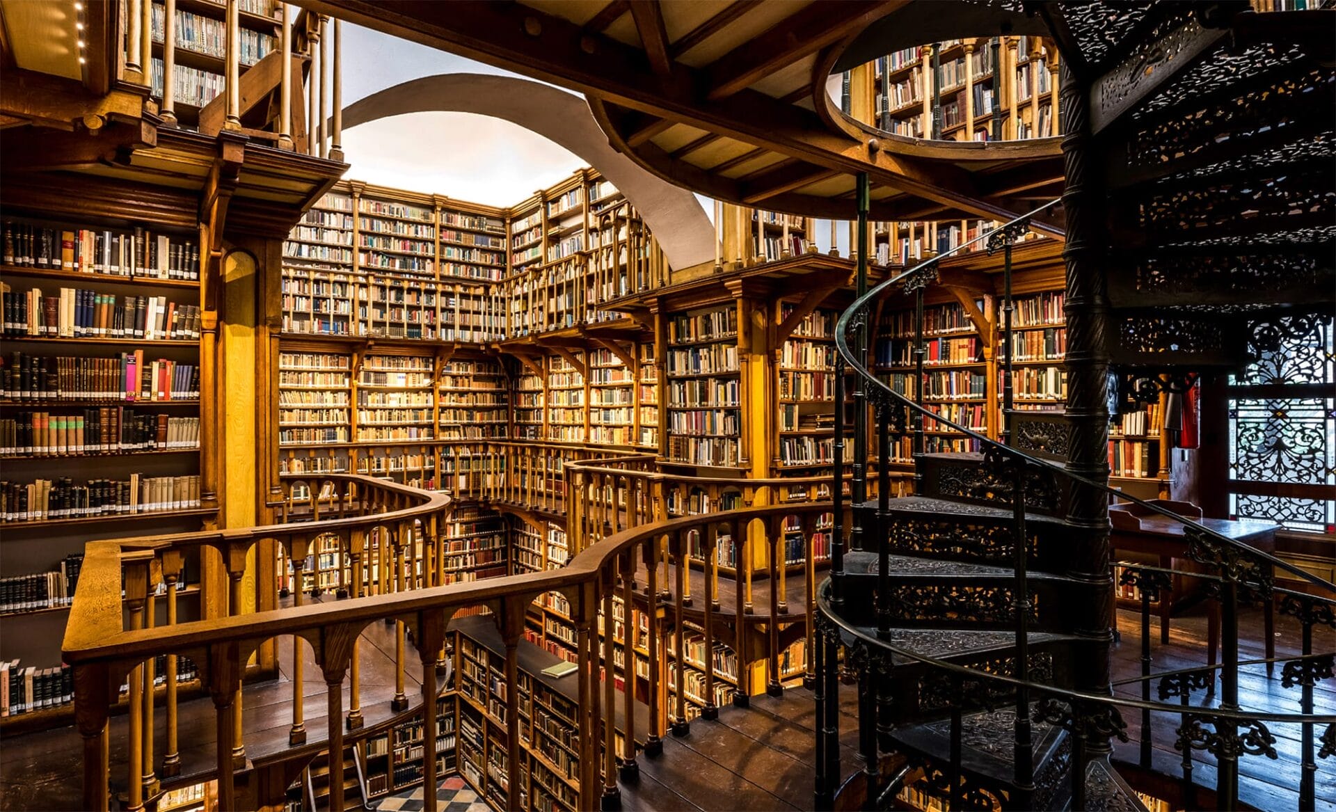 Library shelves representing large text corpora
